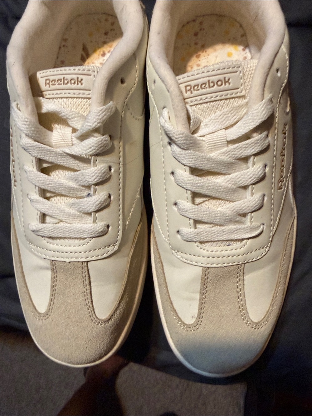 Reebok Men's Off-White and Beige Leather Sneakers